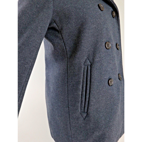 Lands End Size 12 Wool Blend Double Breasted Pea Coat Gray - Picture 8 of 11